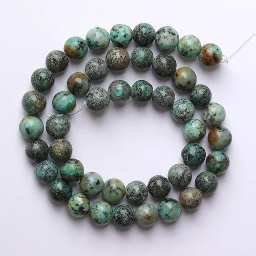 Miniatura 5 de 45 cuentas de piedra turquesa africana natural de 0.315 pulgadas para hacer joyas, cuentas redondas sueltas de piedras preciosas para manualidades