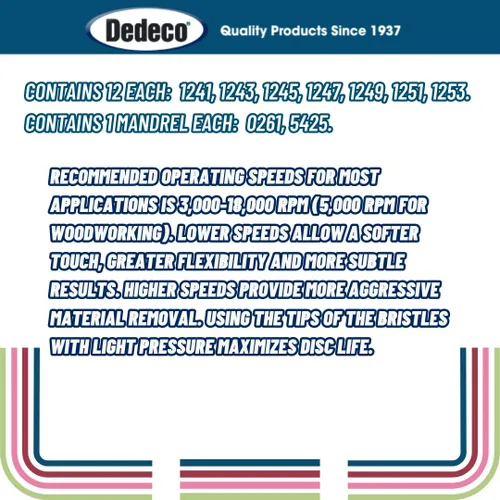 Miniatura 6 de Dedeco Sunburst - Discos de cerdas radiales curvados de 3/4 pulgadas, eje de 1/16 pulgadas, kit surtido, 86 piezas en total para limpieza