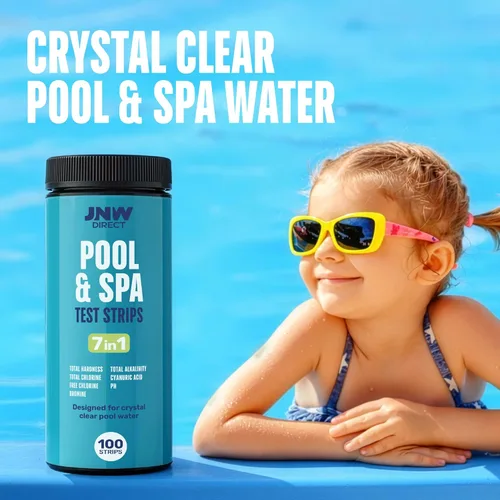 Miniatura 3 de JNW - Tiras de prueba de piscina 7 en 1, 100 tiras de prueba rápidas y precisas para agua de piscina, tiras de prueba de spa para bañera