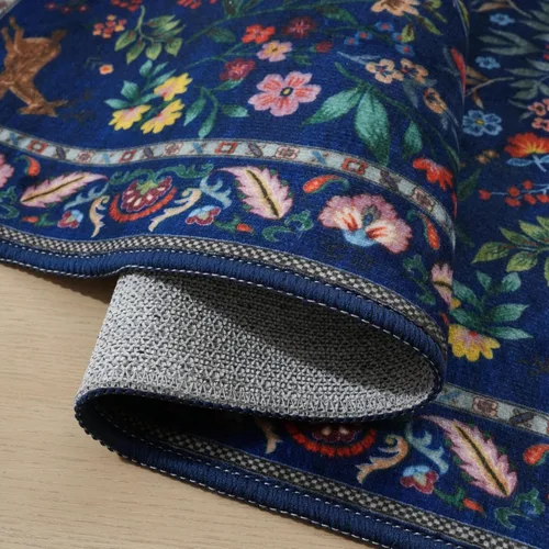 Miniatura 2 de Rugcomf Tapete de pasillo, lavable, de cocina, 2 x 10 pies, para entrada, interior, floral, antideslizante, suave, lavandería, dormitorio, baño, azul