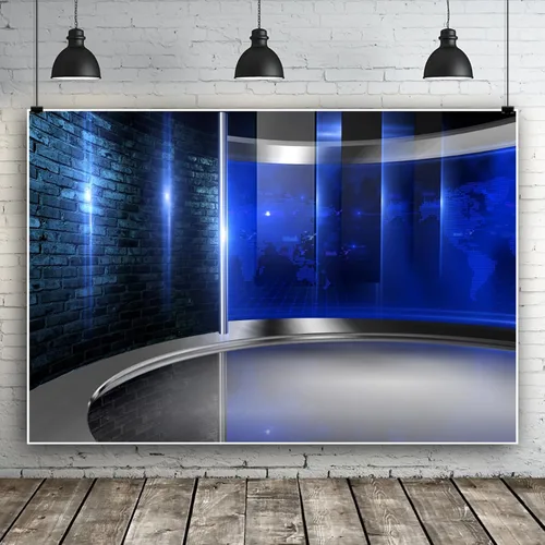 Miniatura 3 de Fondo de estudio de 5 x 3 pies para videoconferencia, pantalla de transmisión de noticias, entrevista, programa de previsión meteorológica, fondo