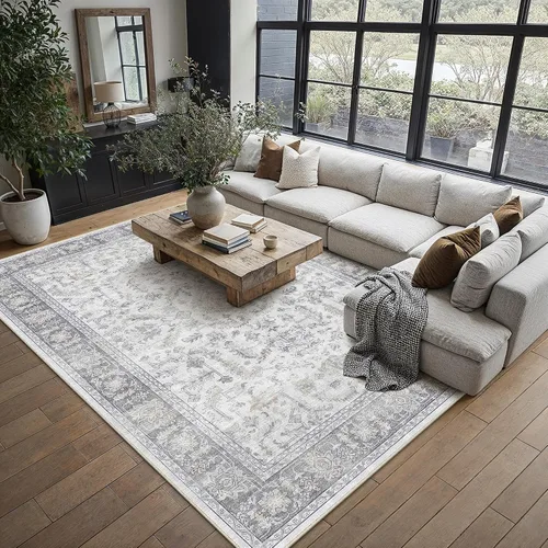 Miniatura 73 de PureCozy Alfombra de área beige de 2 x 3 pulgadas, lavable, vintage, pequeña, para entrada, cocina, suave, retro, floral, de pelo bajo, tapete