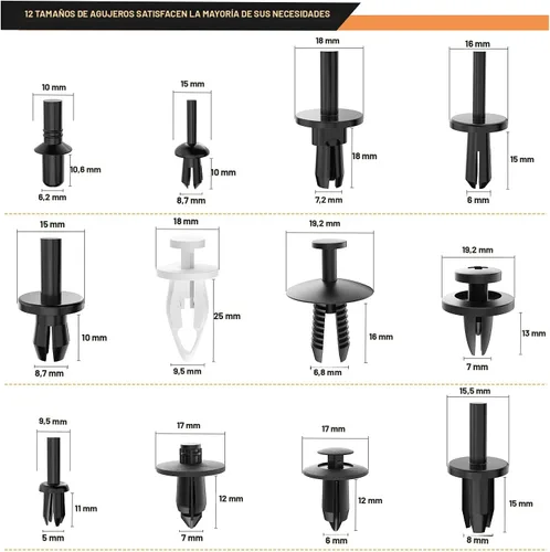 Miniatura 2 de GOOACC 380 piezas de plástico automotriz para automóvil, metal, remaches de nailon con removedor de sujetadores, panel de clip, surtido de clips