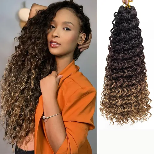 Miniatura 25 de QRHSUKA - Mechones rizados con ganchillo GoGo, cabello ondulado con ganchillo de agua para mujeres, sintético gris, trenzado bohemio, trenza de onda
