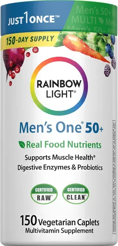 Rainbow Light Multivitamínico para hombres 50+, Vitamina C, D y Zinc, Probióticos, Multivitamínico Men's One 50+ para hombres proporciona apoyo