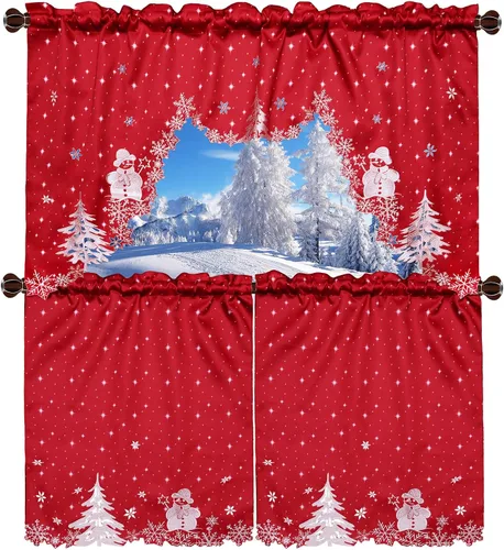 Miniatura 9 de Grelucgo Juego de cortinas bordadas para ventana de cocina (corazón)