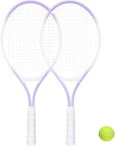 Miniatura 4 de Raqueta de tenis infantil para 2 jugadores, adecuada para principiantes, raqueta ligera de 27 pulgadas para niños, adecuada para niños y niñas, Azul