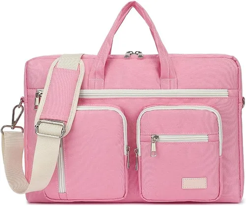 Miniatura 8 de canvaslife Bolso mensajero de hombro para computadora portátil con patrón de cuadros negro agua para portátil de 16 pulgadas y 15.6 pulgadas-16