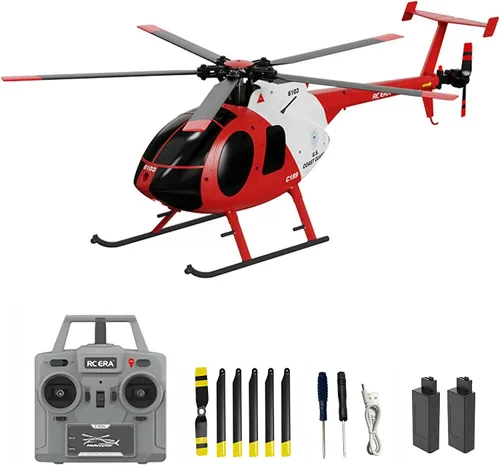 Miniatura 10 de Helicóptero a control remoto Dodoore, Modelo de helicóptero RC C189 MD500, helicópteros de rotor único de 1/28 de escala 4CH con giroscopio de 6