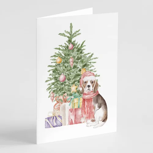 Miniatura 16 de Caroline's Treasures CK8213GCA7P Bulldog, Bulldog Inglés #2 - Tarjetas de felicitación y sobres de árbol de Navidad, paquete de 8 tarjetas en blanco