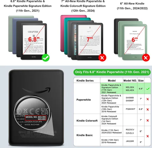 Miniatura 2 de Fintie Slimshell - Funda para Kindle Paperwhite 6.8 pulgadas (11ª generación-2021) y Kindle Paperwhite Signature Edition, liviana, de piel sintética