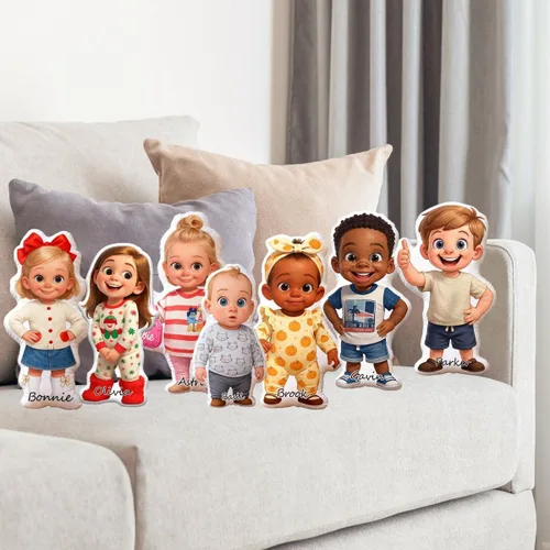 Pofily Almohada de dibujos animados personalizada, almohada de dibujos animados personalizada para parejas, familias y niños, bonita y divertida B03