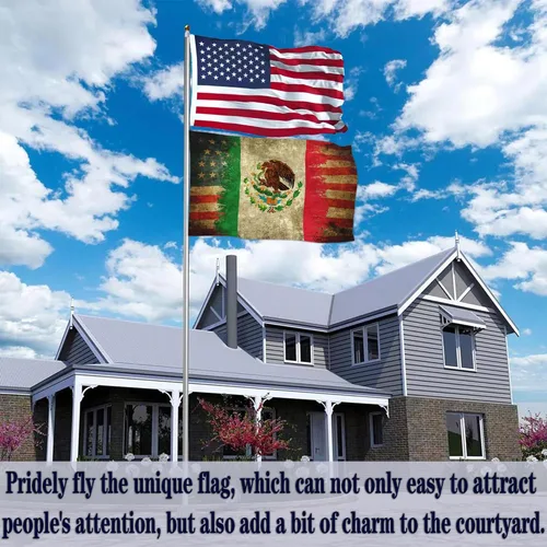 Miniatura 3 de NASIAN Bandera de México, banderas mexicano-americanas para exteriores, 3 x 5, doble cara, México, Estados Unidos, bandera de la amistad, bandera