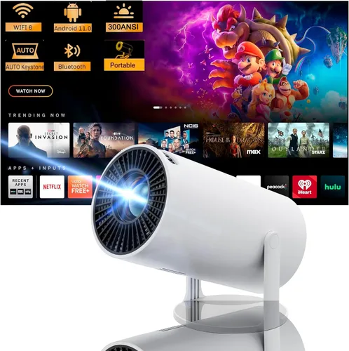 Proyector, mini proyector con Wifi y Bluetooth con Android 11, proyector portátil portátil inteligente 4k, corrección horizontal automática,