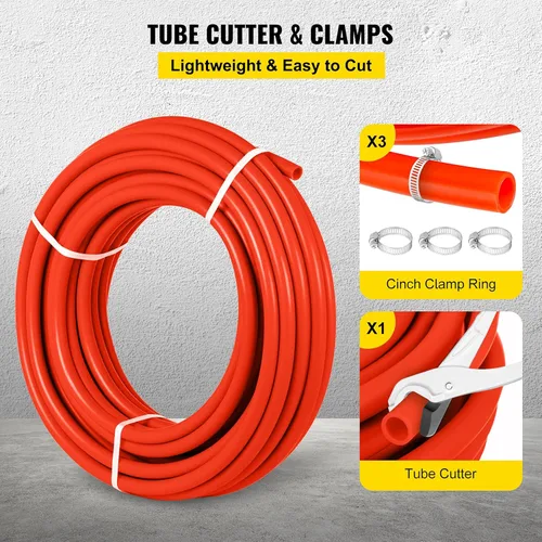 Miniatura 6 de Happybuy Barrera de oxígeno 1/2 pulgada 300 pies tubo bobina EVOH PEX-B tubo, para calefacción de suelo radiante comercial residencial, rojo