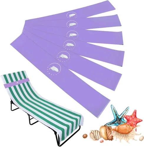 Miniatura 9 de Bandas de toalla (paquete de 6) - Clips elásticos para toallas de playa y crucero para sillas de playa, piscina, salón, portadores de toallas