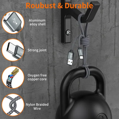 Miniatura 4 de JXMOX Cable de USB C, Carga Rápida de 3 A de USB A a Tipo C (2x 10 pies) Cable Cargador Largo para iPhone 15 16 17 Pro Max, Samsung Galaxy S25 S24