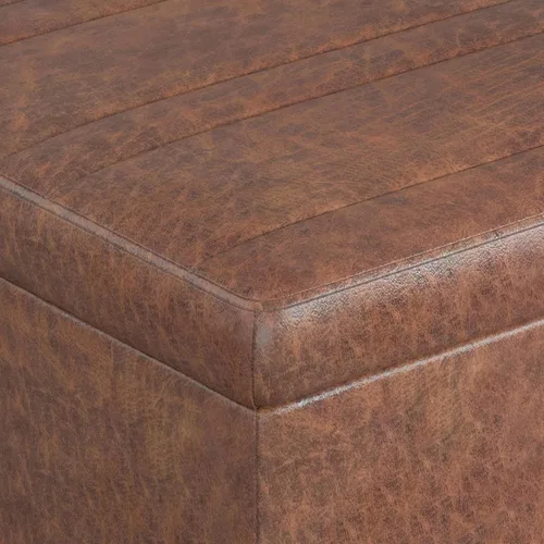 Miniatura 9 de SIMPLIHOME Ellis - Mesa auxiliar cuadrada contemporánea de 36 pulgadas de ancho, otomana de almacenamiento en piel sintética vegana envejecida