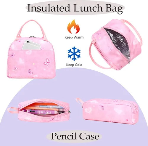 Miniatura 46 de Juego de mochila para niñas con diseño de unicornio, mochila escolar para niños, mochila para libros para niñas, set 3 en 1, regreso a clases