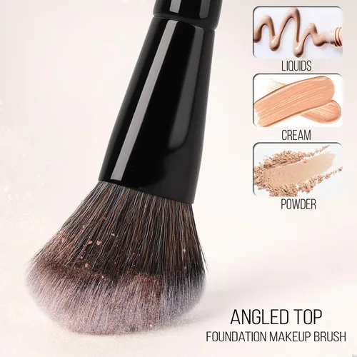 Miniatura 3 de KINGMAS Cepillo dúo para base y bronceador, cepillo de maquillaje de doble punta con ángulo y punta redonda para contorno, cerdas sintéticas