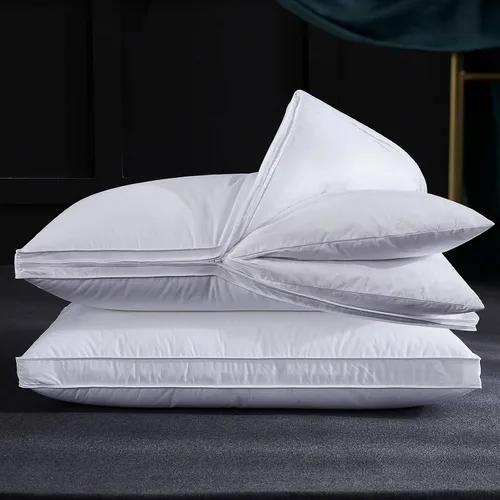 Miniatura 13 de Three Geese Almohada de plumas de ganso de capa ajustable, almohada de cama ensamblable, funda 100% algodón orgánico suave, buena para dormir boca