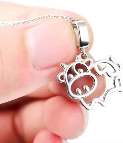 Miniatura 5 de DAOCHONG Collar con colgante de animal en corazón de plata esterlina S925 de 18 pulgadas