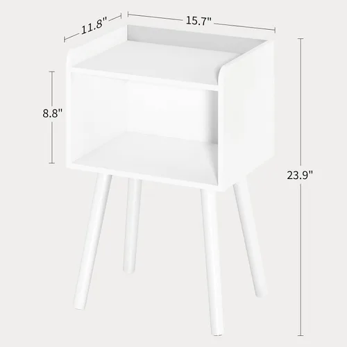 Miniatura 3 de Yoobure Mesita de noche moderna de mediados de siglo para espacios pequeños - Mesa auxiliar pequeña con estante de almacenamiento, Mesa auxiliar