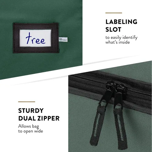 Miniatura 5 de Bolsa de alta calidad para guardar el árbol de Navidad, para árboles artificiales desarmados de hasta 9 pies de alto, tiene asas duraderas y un Verde