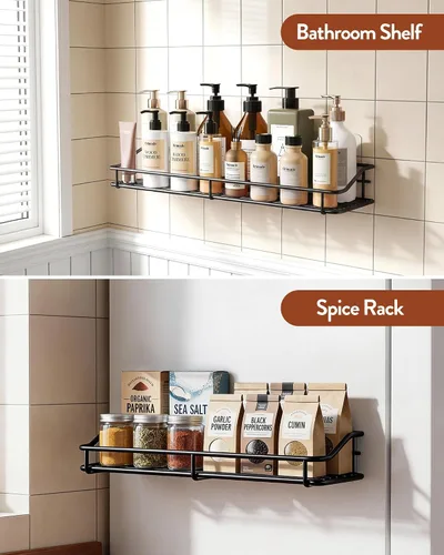 Miniatura 9 de Orimade Organizador adhesivo para baño, cesta de almacenamiento de ducha, estante de especias de cocina, sin perforaciones, acero inoxidable SUS304