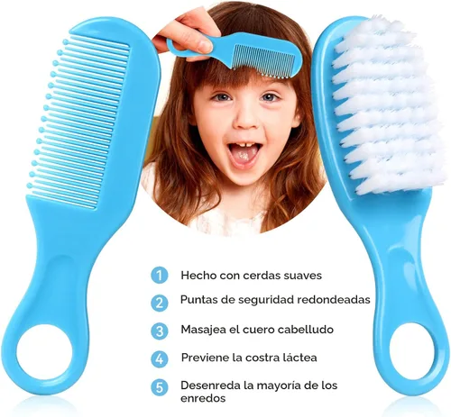 Miniatura 2 de Kit de aseo para bebé, juego de cuidado de seguridad para bebés con cepillo de pelo, peine, cortaúñas, aspirador nasal, kit de artículos esenciales