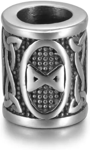 Miniatura 9 de 5 cuentas vikingas de acero inoxidable, cuentas espaciadoras de metal, cuentas espaciadoras de agujero grande, cuentas de tubo de plata antigua