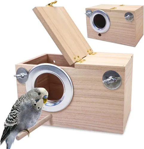 Miniatura 9 de PINVNBY Caja nido de periquitos para pájaros para jaula de madera, caja de cría de aves para tortolitos, cacatúas, periquitos, pinzones, pájaros