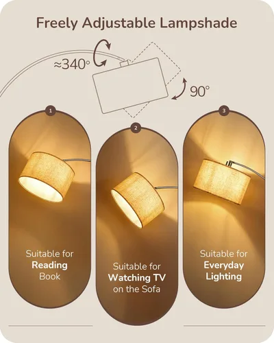 Miniatura 4 de EDISHINE Lámpara de pie regulable moderna de mediados de siglo con control remoto, lámpara de pie alta con arco y pantalla de tambor ajustable