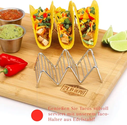 Miniatura 4 de Juego de 2 soportes apilables de acero inoxidable de alta calidad, cada estante tiene capacidad para 2 o 3 tacos duros o suaves, cinco estilos