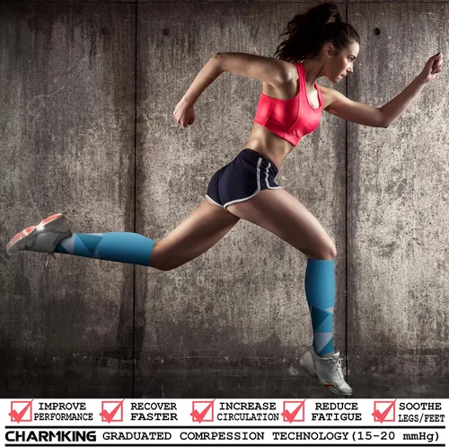 Miniatura 98 de CHARMKING - Calcetines de compresión para mujeres y hombres (3 pares), 15-20 mm Hg, el mejor apoyo para atletismo, running o ciclismo, mejora