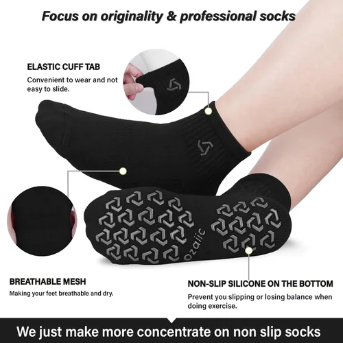Miniatura 2 de Ozaiic Calcetines antideslizantes para yoga, entrenamiento en casa, Pure Barre, pilates, hospital, calcetines acolchados ideales para hombres