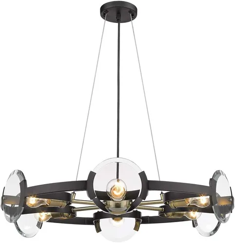 Miniatura 2 de Golden Lighting 2635-6 BLK-AB Lámpara de araña Amari, negro mate
