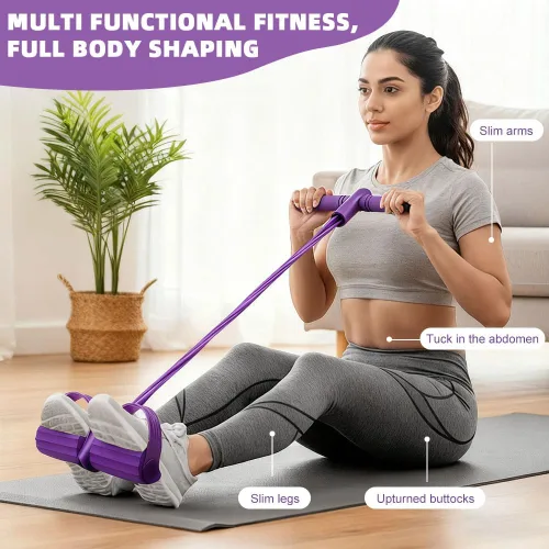 Miniatura 8 de 21 bandas de resistencia de fitness con tirador de tobillo de pedal, equipo de entrenamiento de fuerza de cuerpo completo para gimnasio en casa