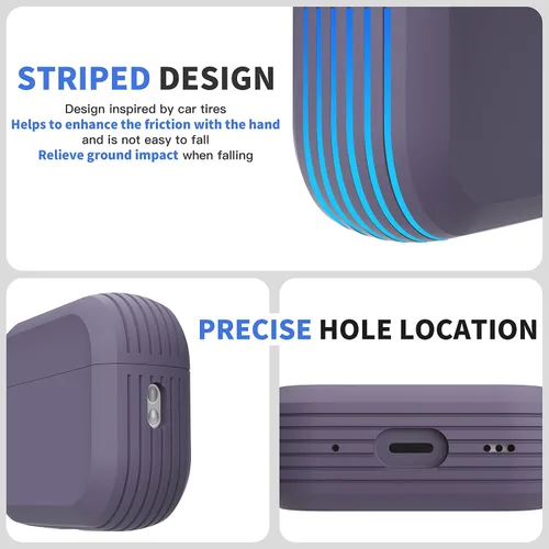 Miniatura 2 de Funda resistente para AirPods Pro 2, a prueba de golpes, funda protectora para Apple AirPods Pro de 2ª generación, lanzada en 2022 (morado profundo)