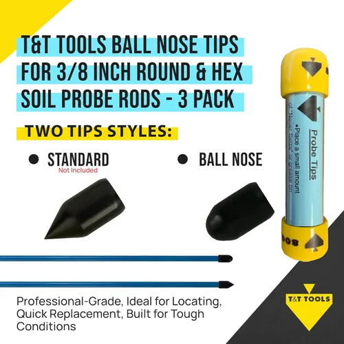 Miniatura 3 de T&T Tools Puntas de repuesto estándar para varillas de sonda de suelo de 3/8 pulgadas – Compatible con Smart Stick y Mighty Probe – Ideal