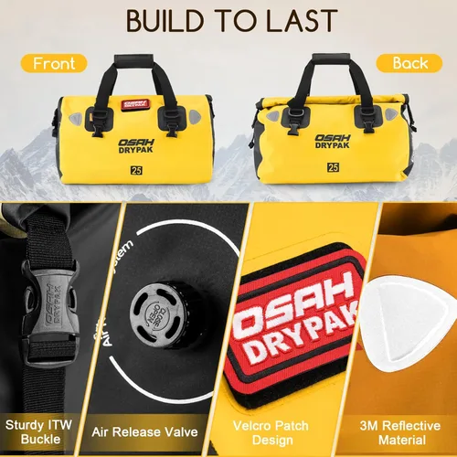 Miniatura 3 de OSAH DRYPAK Bolsa de lona impermeable – Bolsa seca para motocicleta con gran espacio de almacenamiento, bolsas de equipaje impermeables con bolsillo