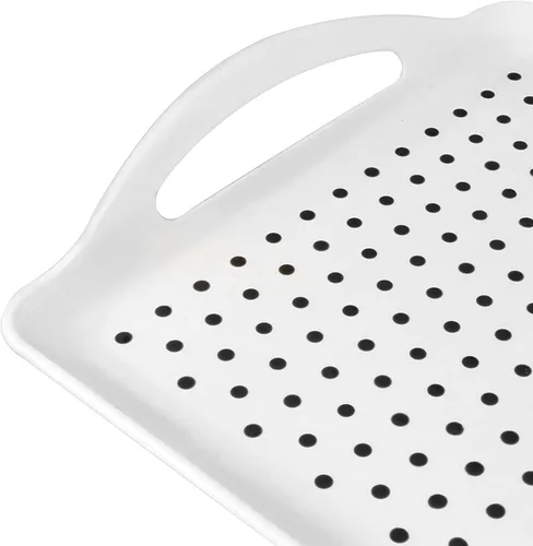 Miniatura 2 de Paquete de 4 bandejas antideslizantes para servir con asas, bandeja rectangular de silicona para comer, hogar, restaurante, blanco, 16.5 x 11.4 x