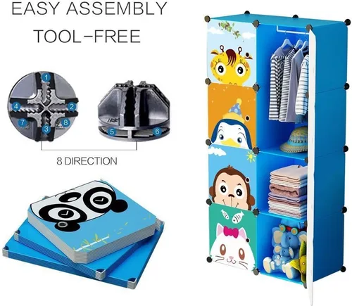 Miniatura 3 de MAGINELS Armario para Niños Cómoda Infantil Lindo Armario Portátil para Bebé Dormitorio Armario Perchero de Almacenamiento de Ropa Organizador