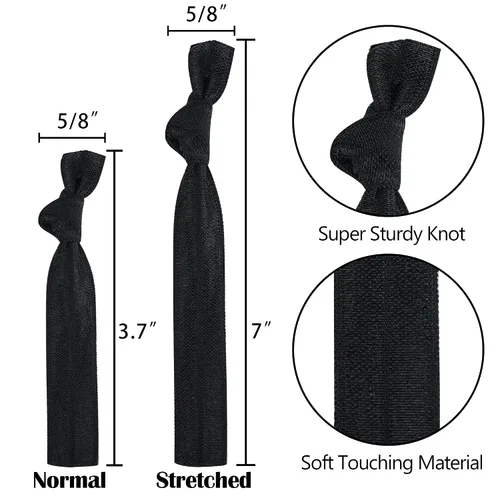 Miniatura 3 de MEEDEE Paquete de 100 lazos para el cabello, color negro, sin pliegues, nudos suaves para mujeres, sin daño, adecuado para colas de caballo, yoga