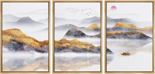 Miniatura 96 de NWT Lienzo enmarcado para pared, juego de arte en acuarela pastel, bosque de montaña oscura, naturaleza silvestre, ilustraciones de arte moderno