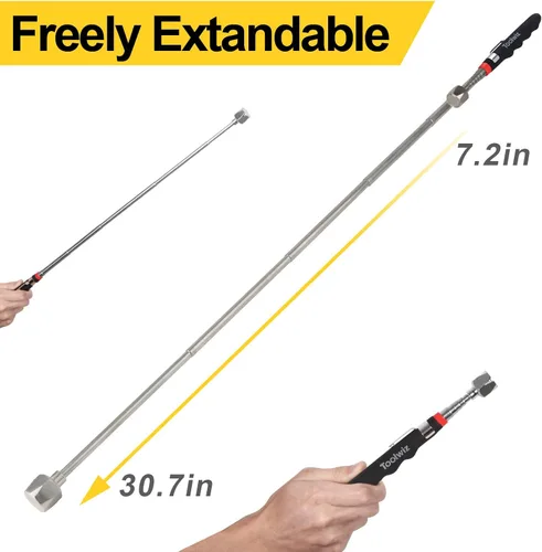 Miniatura 4 de Toolwiz Herramienta de recogida magnética telescópica (16 libras), extensible hasta 30 pulgadas, herramienta magnética de recogida extensible