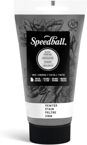 Miniatura 47 de Speedball Tinta de impresión en bloque soluble en agua 3815 – Color intenso con acabado satinado AP no tóxico 8 onzas líquidas, peltre