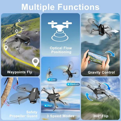 Miniatura 3 de Dron con cámara, 2K HD FPV Drones para adultos, 36 minutos de duración de la batería con 2 baterías, control de gravedad, despegue/tierra de una
