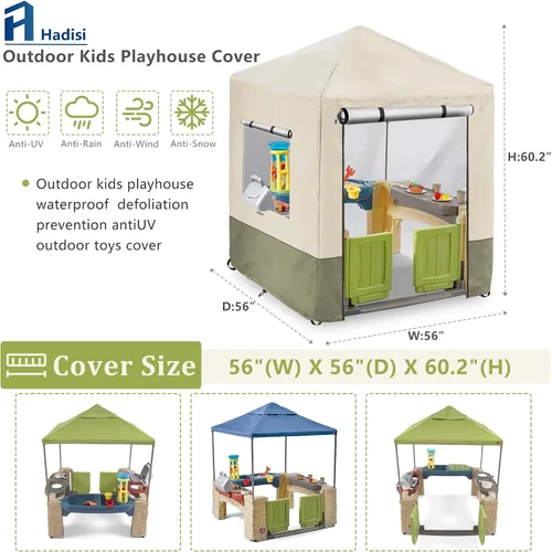 Miniatura 2 de Funda para casa de juegos para niños al aire libre, cubiertas de casa de juegos resistentes e impermeables de 600D, 142 cm de ancho x 142 cm