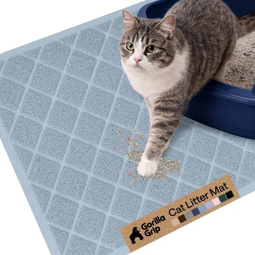 Miniatura 11 de Gorilla Grip - Tapete para atrapar la arena del arenero de gatos, 100% impermeable, fácil de limpiar, respaldo texturizado, suelos más limpios, se